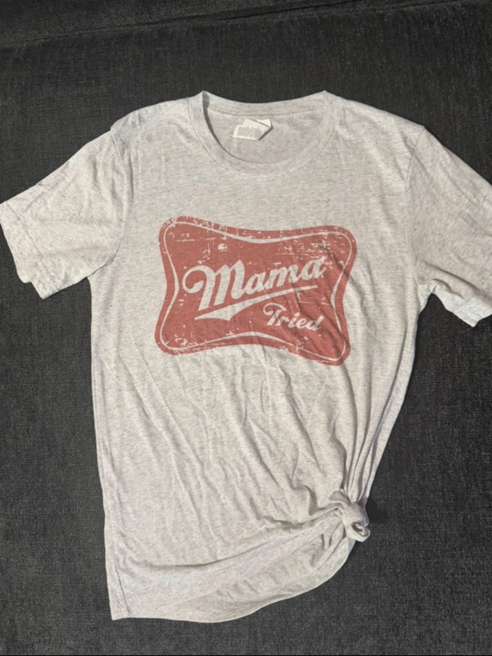Gray "Mama Tried" Graphic Tee - Casual Women’s Shirt